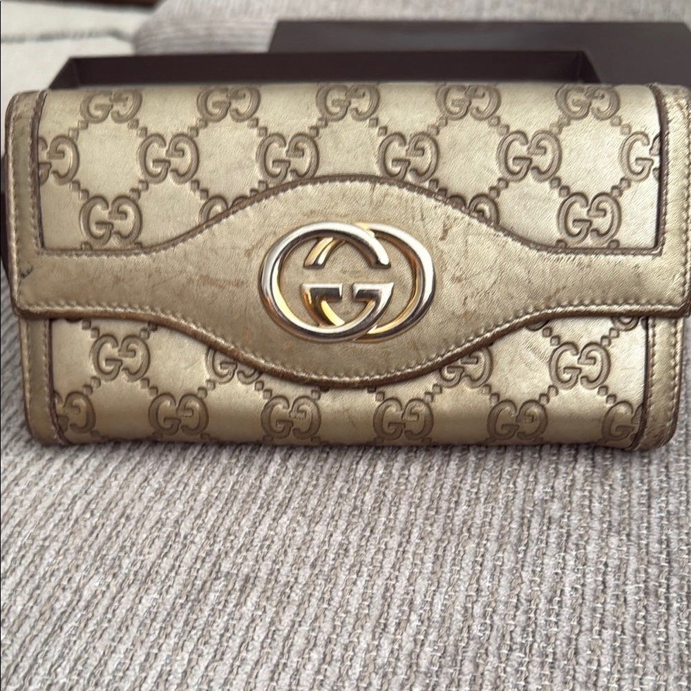 Gucci Gold Monogram Wallet